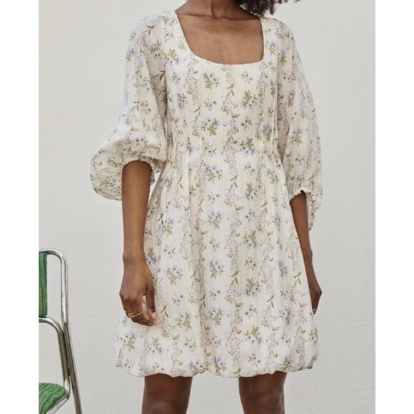 H&m Dresses & Skirts - H&M X Brock Collection | Preppy Summer Floral Cottagecore Bubblehem Mini Dress